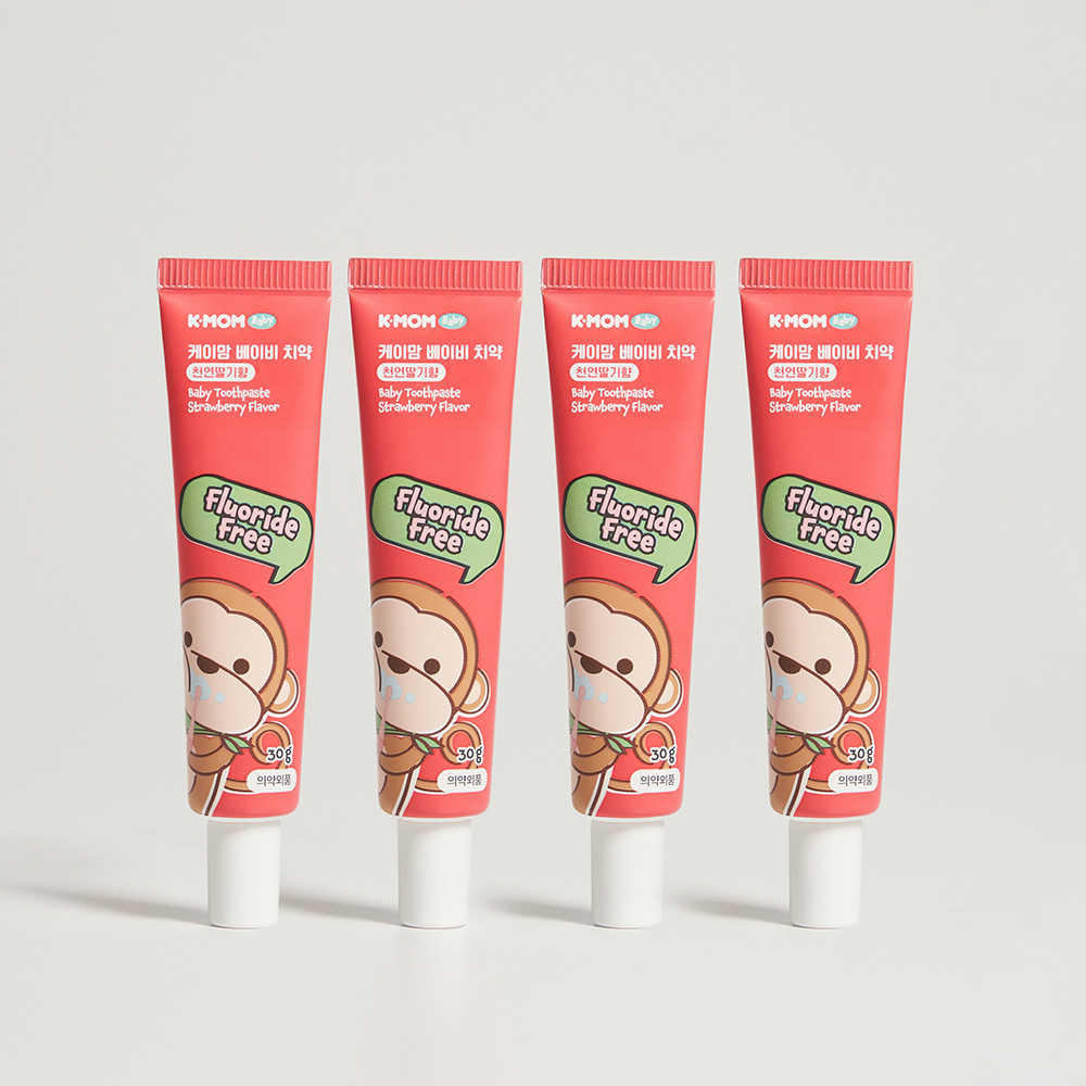 케이맘 2M+ 무불소 베이비치약 30g 딸기향 4개세트 - 상품 이미지