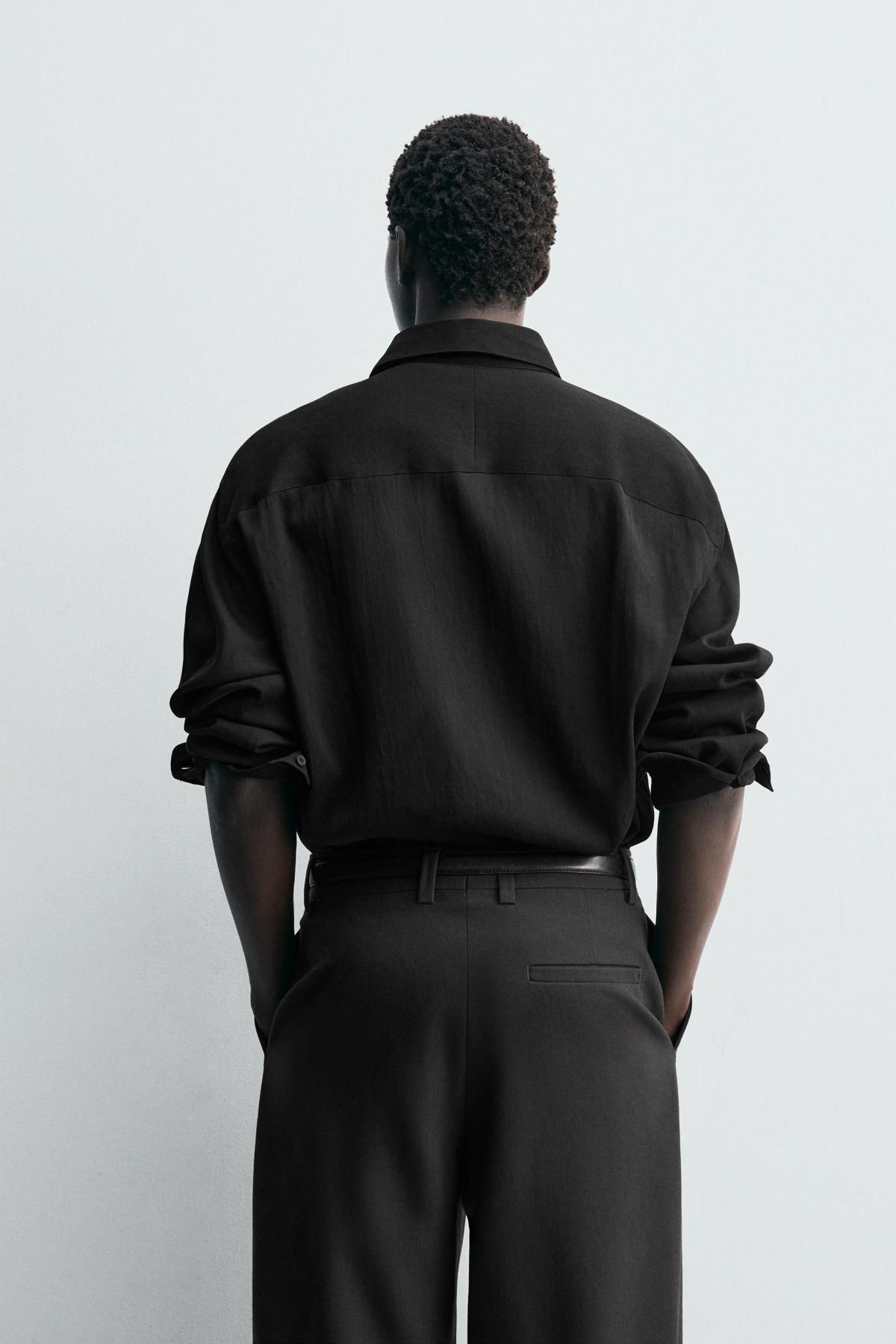 자라 릴랙스핏 테크니컬 블랙 긴팔 셔츠 9369/180 BLACK - 상세 이미지 4