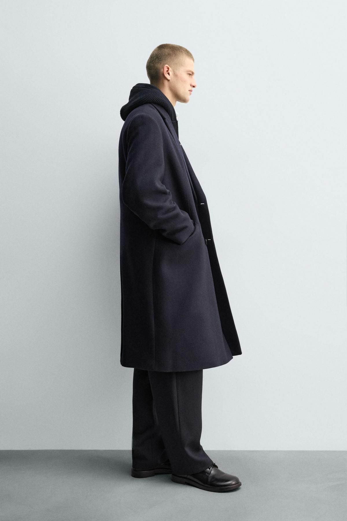 자라 클래식 블랙 울 더블 코트 6805/987 BLUE - 상세 이미지 5