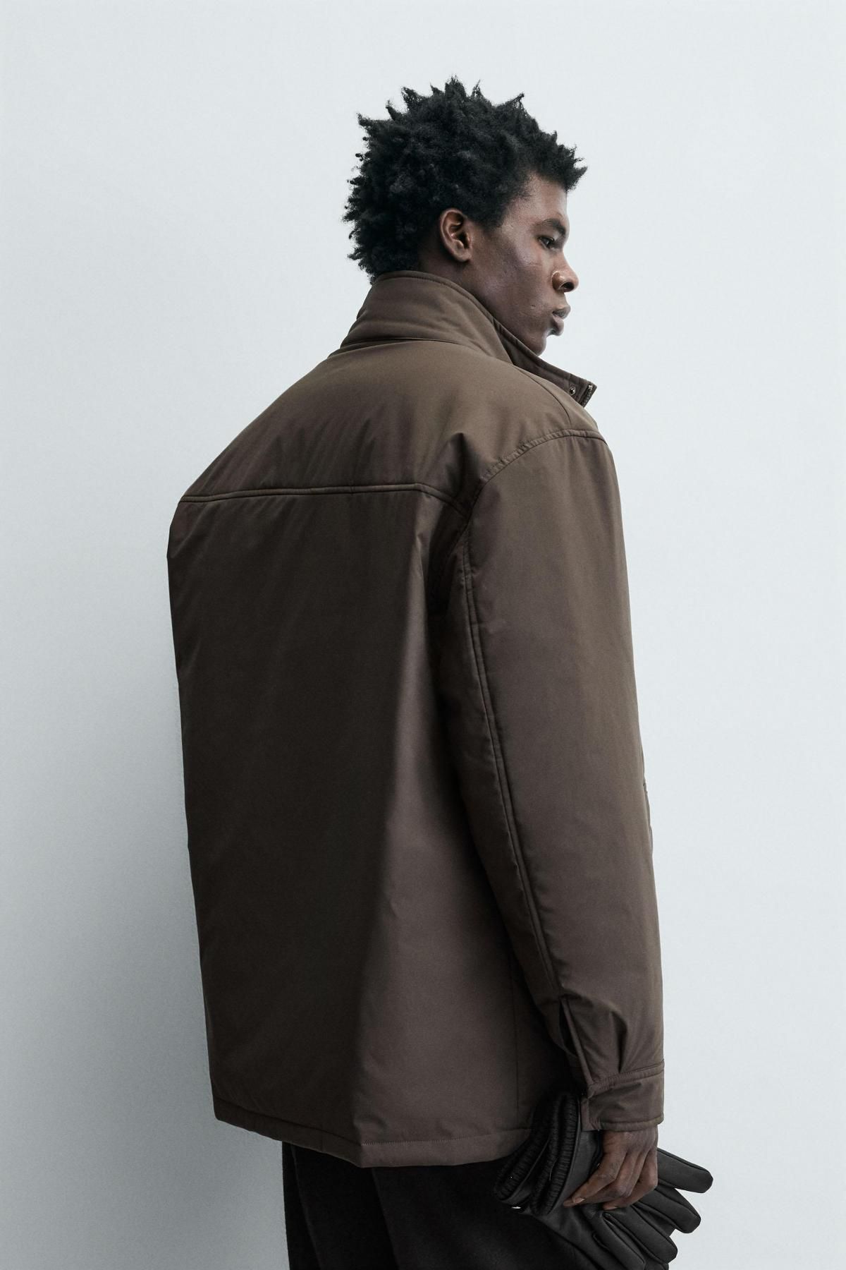 자라 테크니컬 경량 패딩 하이넥 자켓 6518/350 BROWN - 상세 이미지 4