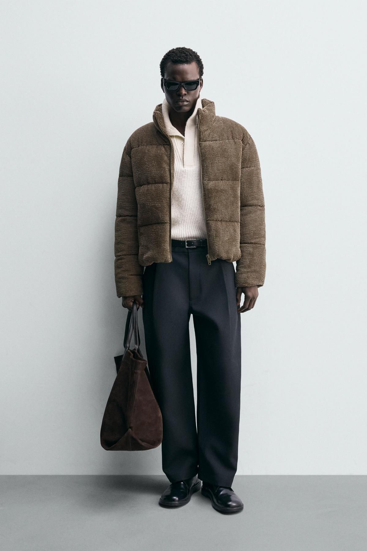 자라 테크니컬 코듀로이 패딩 집업 재킷 3833/305 BROWN / TAUPE - 상세 이미지 2