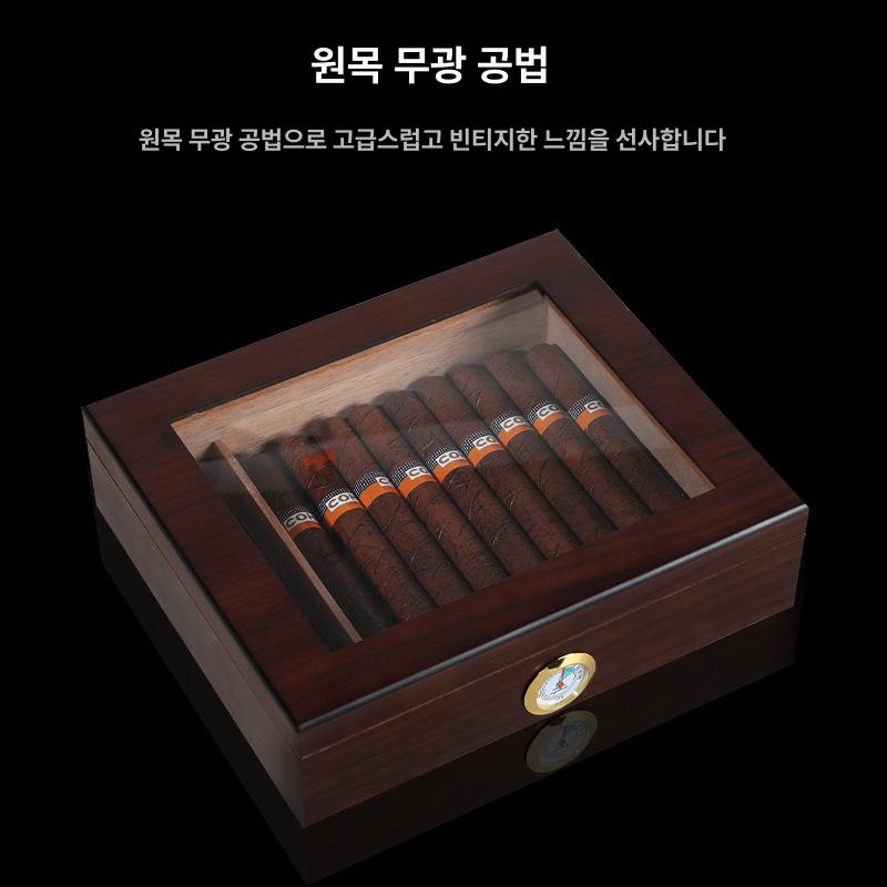 시가 휴미더 케이스 습기 습도계 보관함 우드 대용량 캐비닛 담배 삼나무 26x22x7.5 - 상세 이미지 2