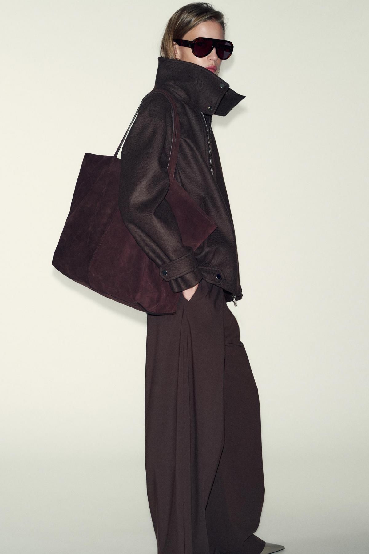 자라 울 블렌드 하이넥 봄버 재킷 9386/323 BROWN - 상세 이미지 4