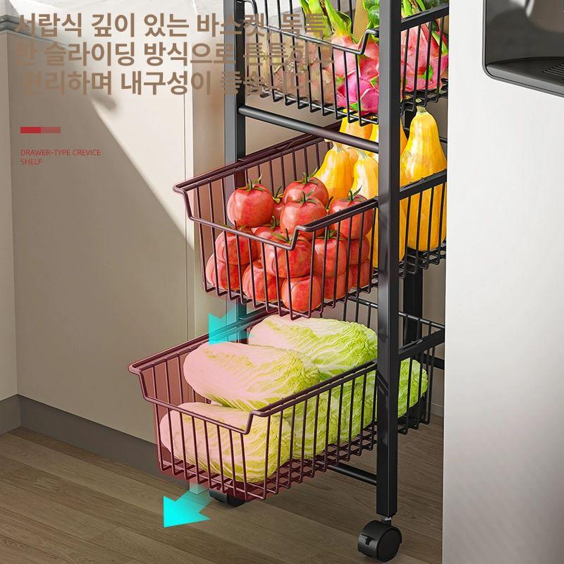 틈새 수납 트롤리 바퀴형 다용도 선반 세탁실 주방 정리용 - 상세 이미지 3