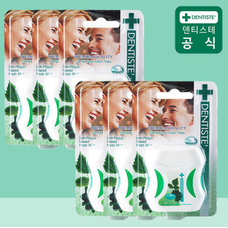 덴티스테 민트향 코팅 납작 테이프형 치실 50m, 1개입, 6개