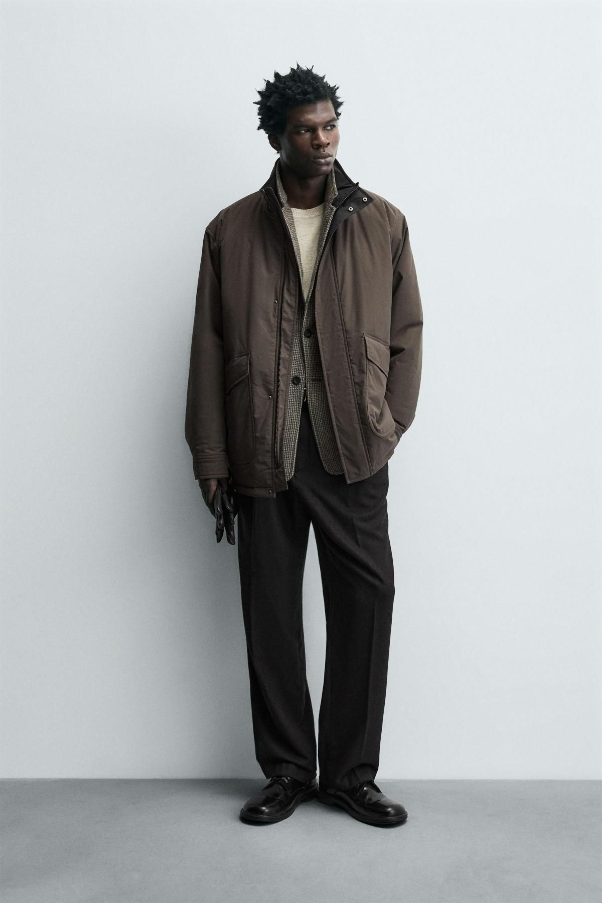 자라 테크니컬 경량 패딩 하이넥 자켓 6518/350 BROWN - 상세 이미지 2