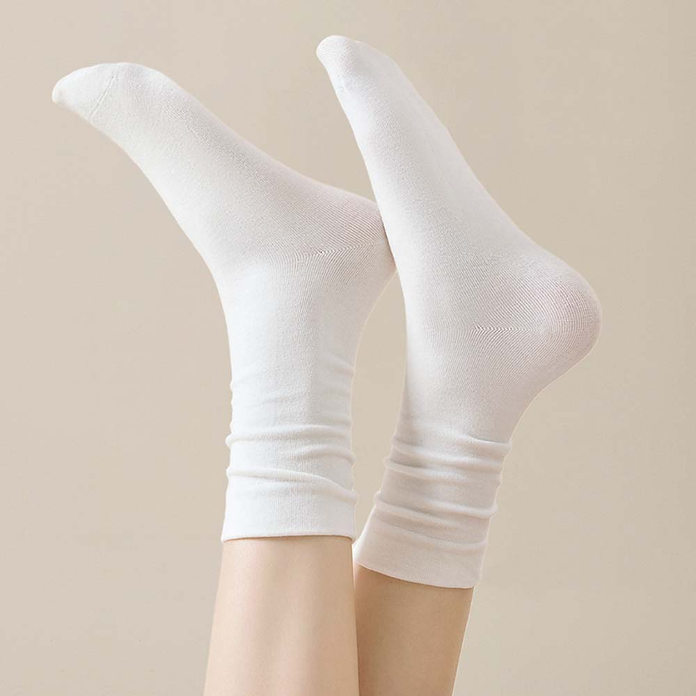 무압박양말 10켤레 학생 무지 임산부 돌돌이 긴목 루즈삭스 흰 검정 면 양말 세트 이미지 4