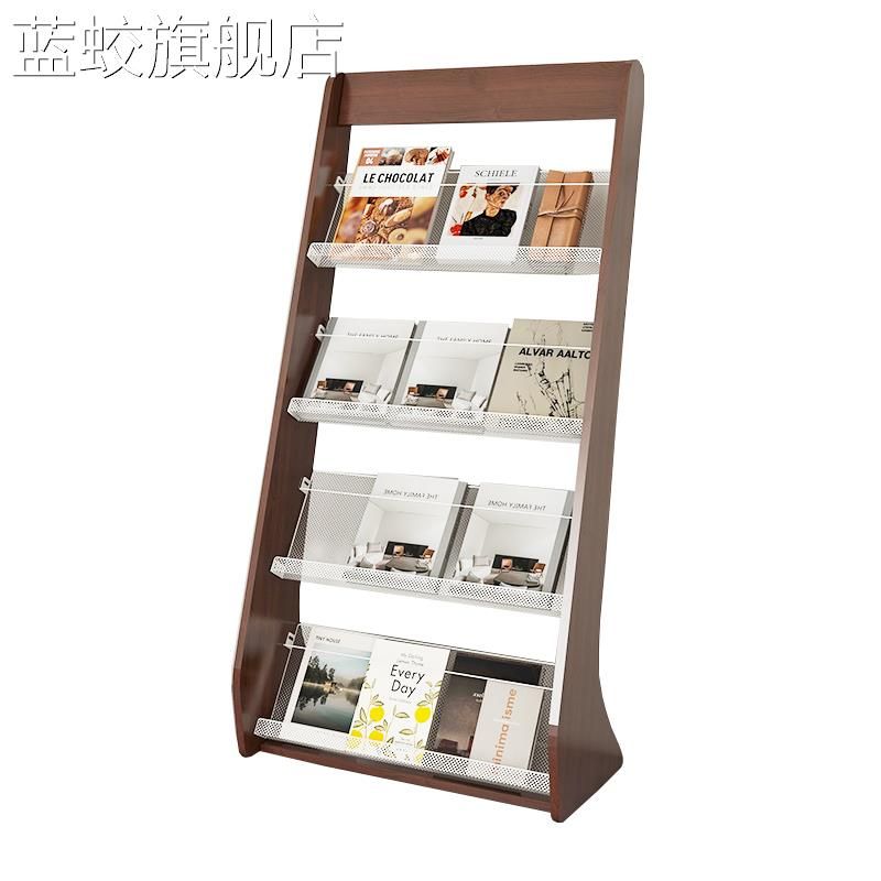잡지꽂이 홍보물 원목 선반 게시대 진열대 신문 접이식 4단 메쉬 87x132x48cm - 상세 이미지 4