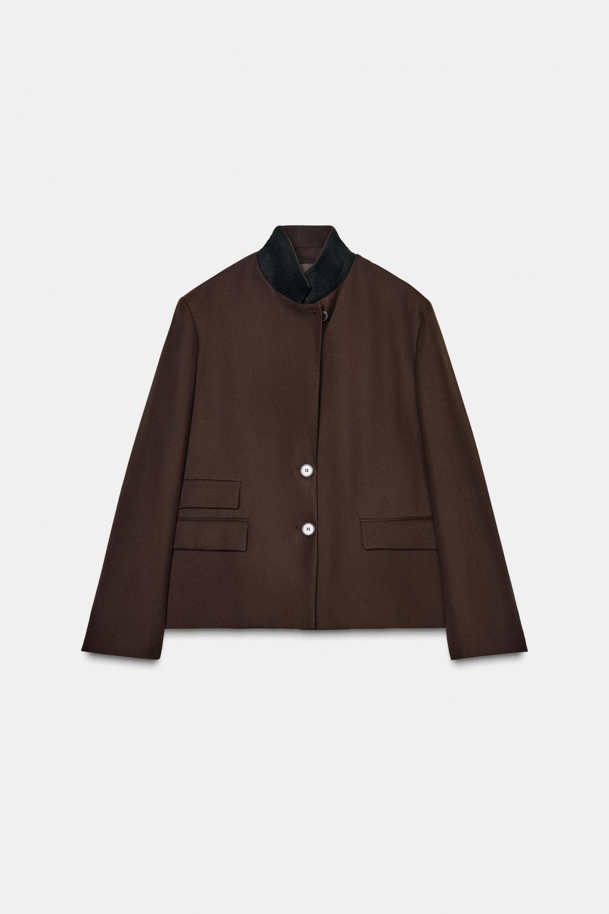 자라 테크니컬 하이넥 포켓 테일러드 재킷 2922/247 BROWN - 메인 이미지