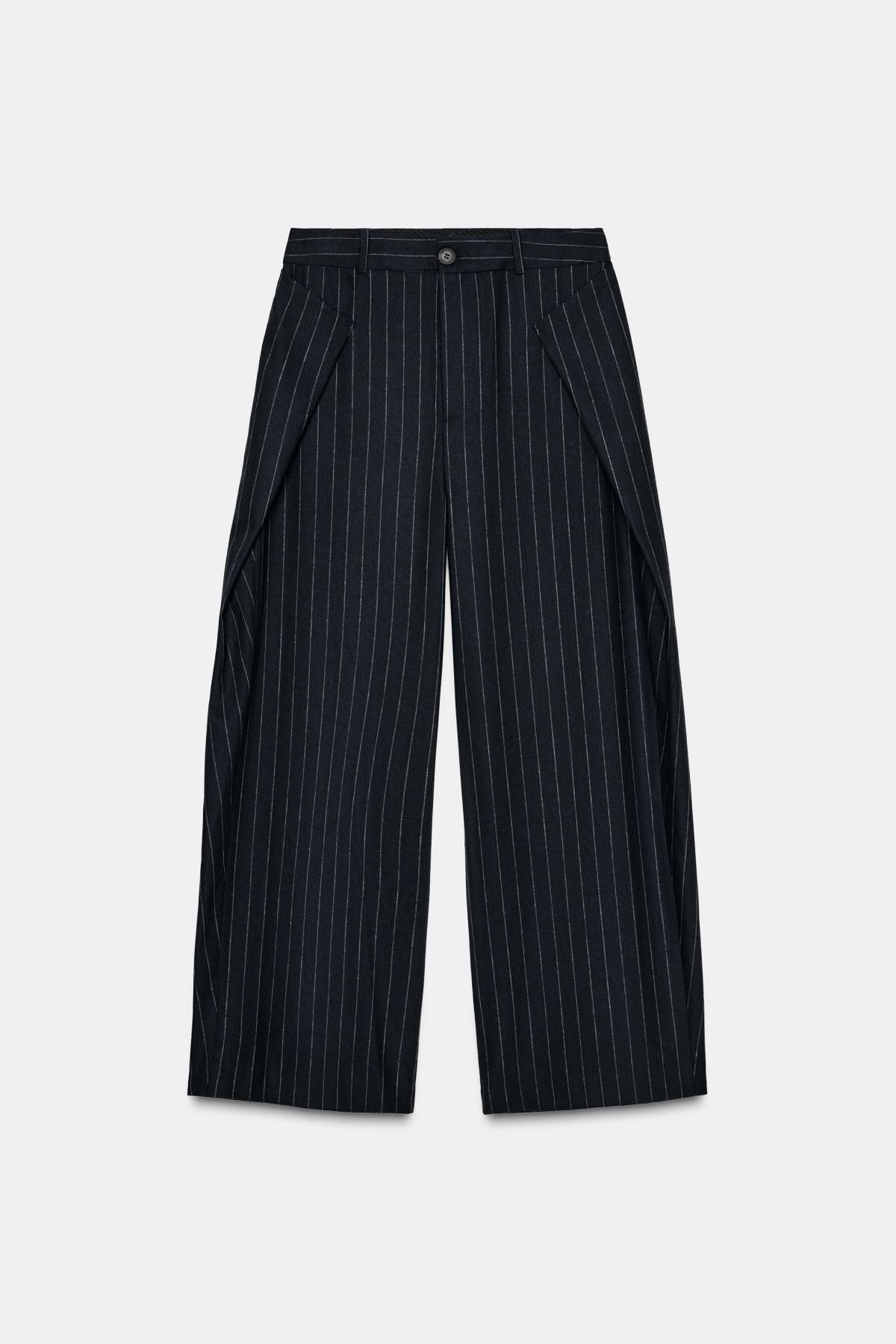 자라 울 핀스트라이프 와이드 슬랙스 팬츠 7149/252 STRIPED - 상세 이미지 5
