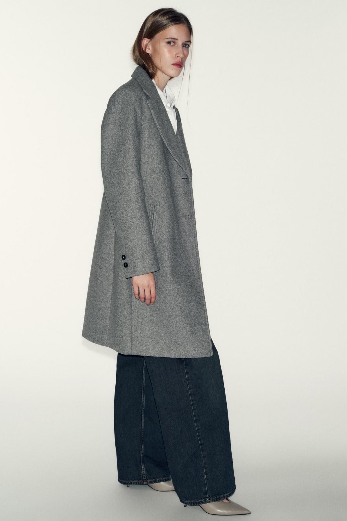 자라 소프트 숄더패드 롱 코트 그레이 3046/282 GREY - 상세 이미지 4