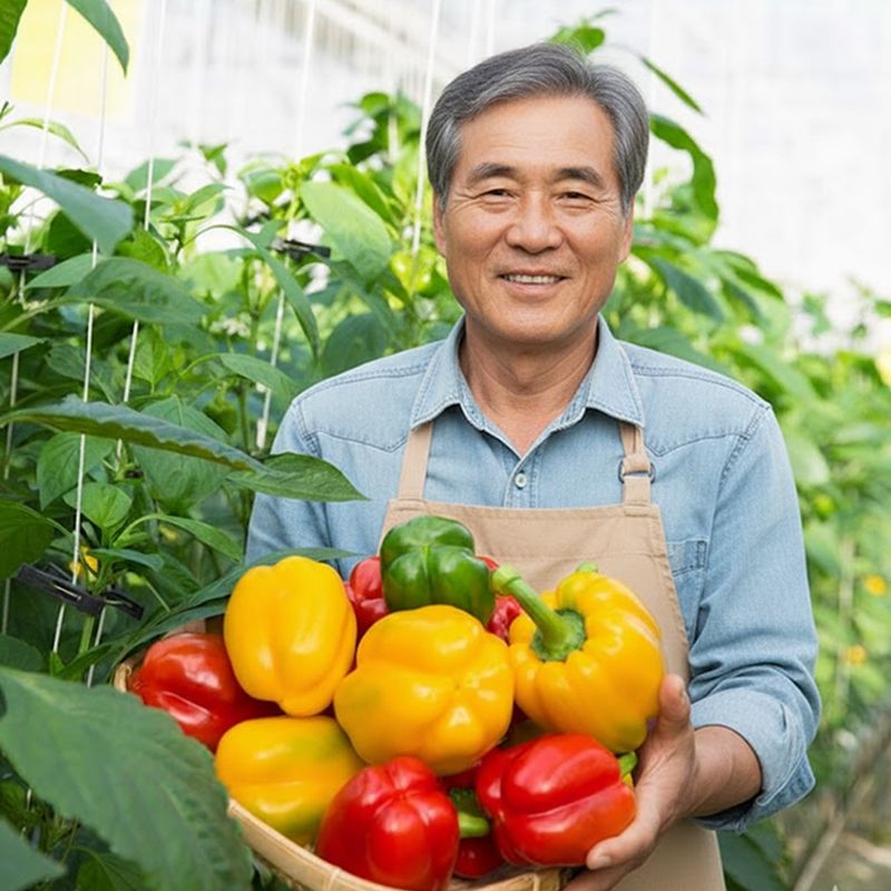 산지직송 싱싱한 국내산 가정용 빨강 노랑 파프리카 1kg, 1개 - 상품 이미지