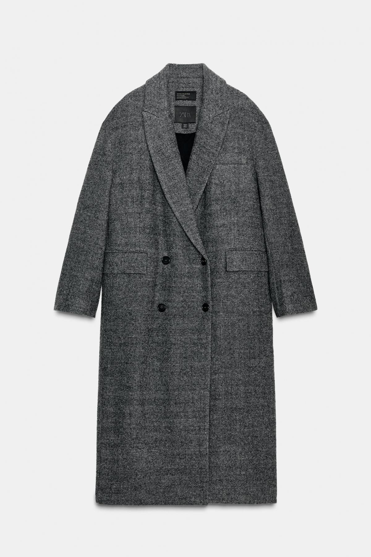 자라 체크 오버사이즈 울 더블코트 9662/727 MID-GREY - 상품 이미지