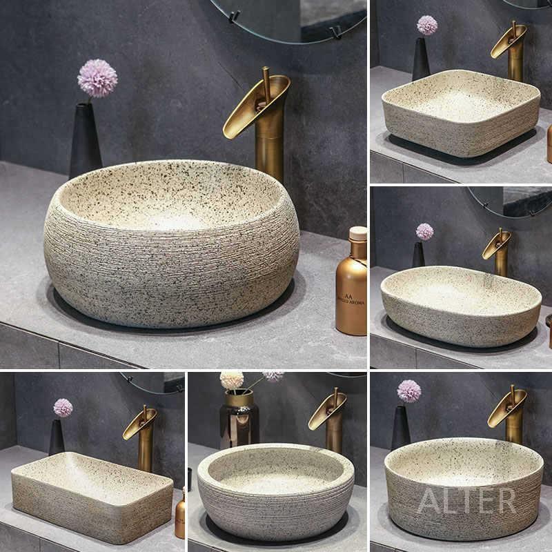 인테리어 돌 세면대 매장 리모델링 화장실 카페 호텔 42x15cm - 상세 이미지 2