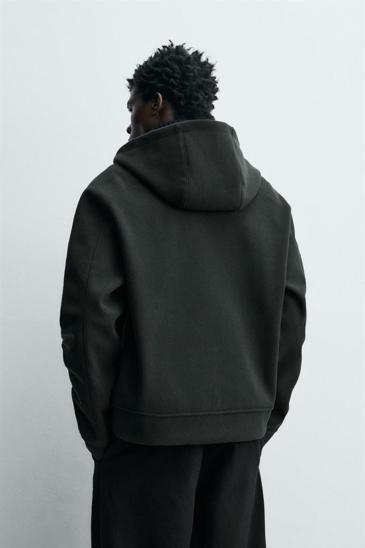 자라 펠트 후드 집업 스웨트셔츠 2878/315 DARK GREEN - 상세 이미지 4
