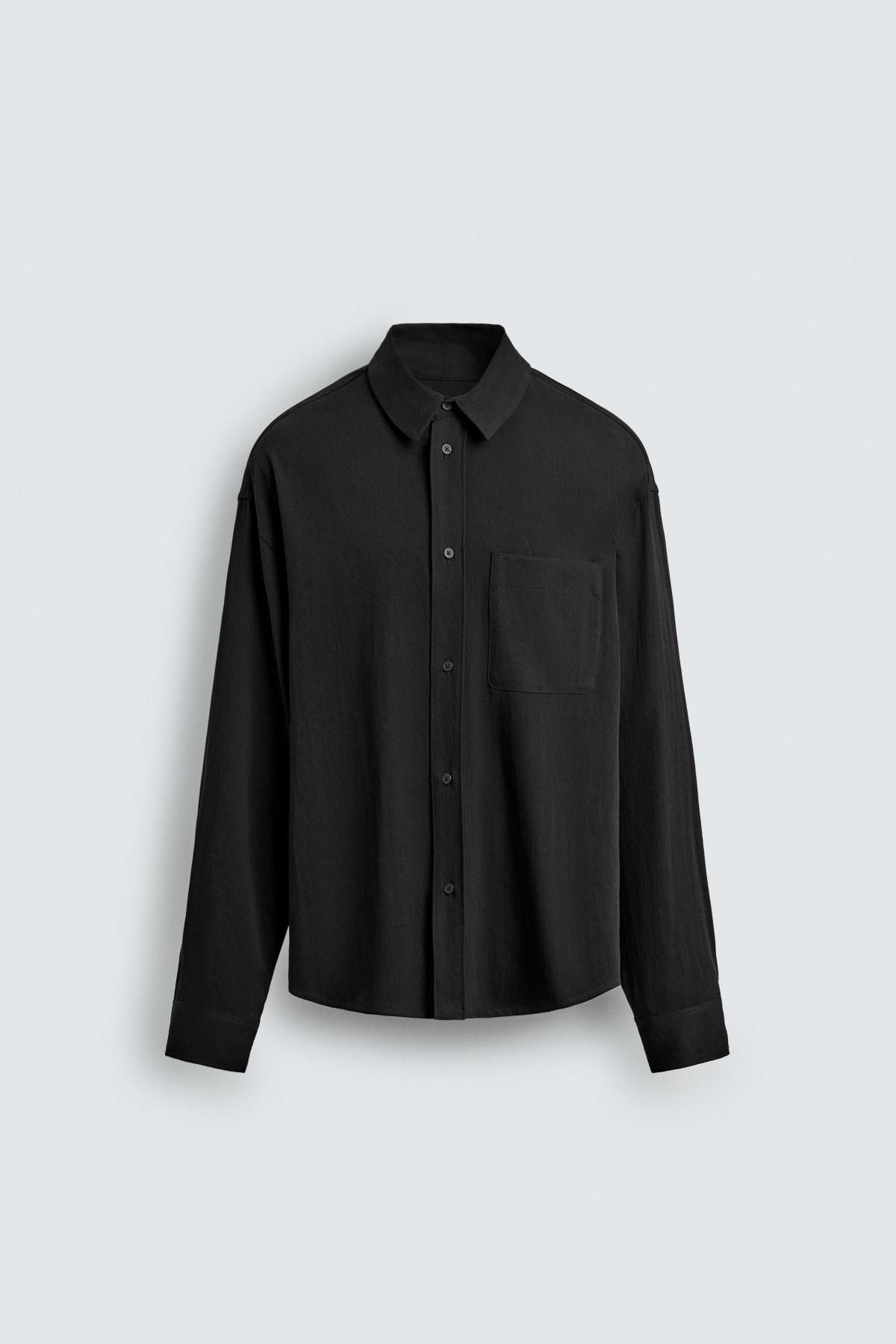 자라 릴랙스핏 테크니컬 블랙 긴팔 셔츠 9369/180 BLACK - 상품 이미지