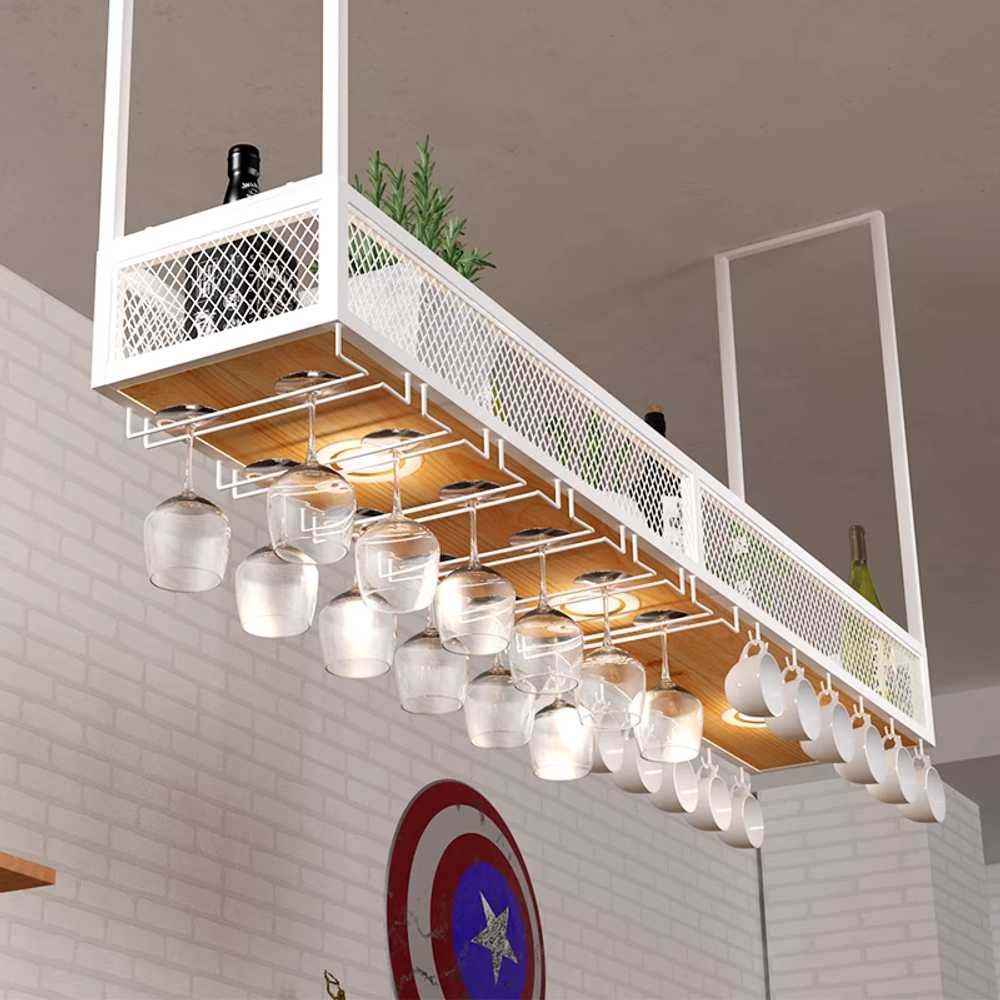 천장 와인랙 진열대 걸이 와인잔 보관 양주 진열장 바 80cm - 상세 이미지 5