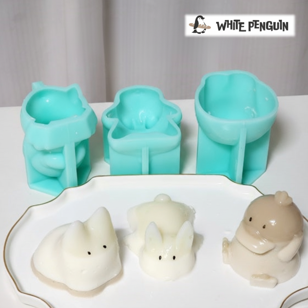 화이트펭귄 실리콘푸딩틀 SET (토끼 고양이 오리 푸딩틀) 푸냥이 - 메인 이미지