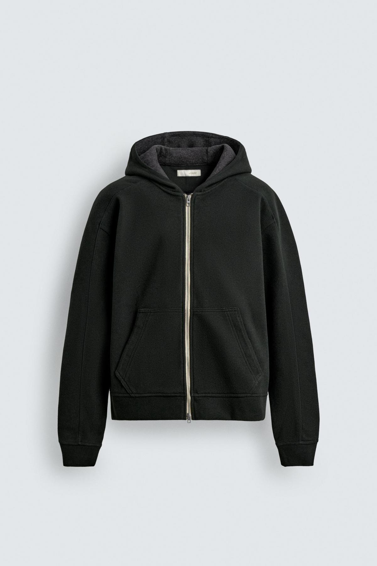 자라 펠트 후드 집업 스웨트셔츠 2878/315 DARK GREEN - 상품 이미지