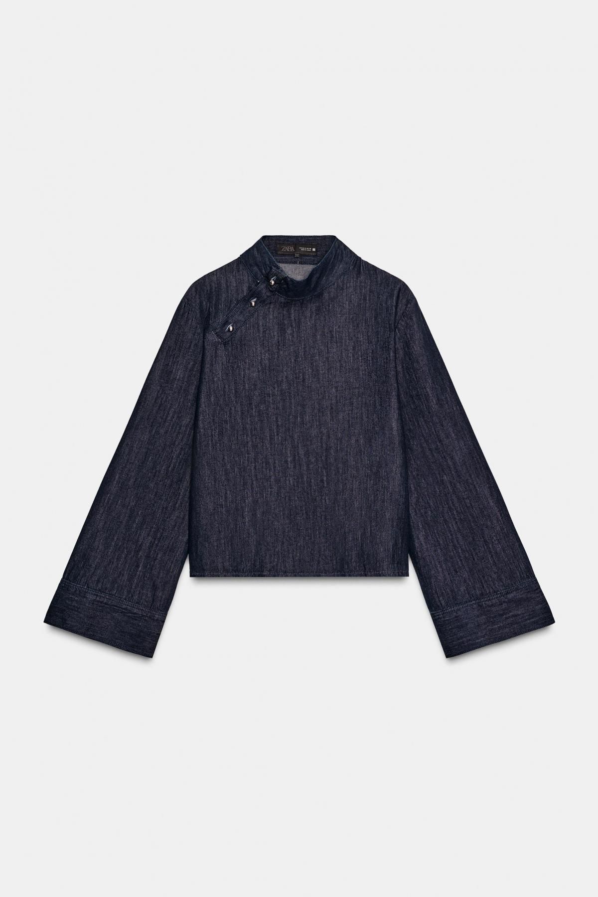 자라 트렌디 데님 하이넥 긴팔 셔츠 9942/161 INDIGO - 상품 이미지