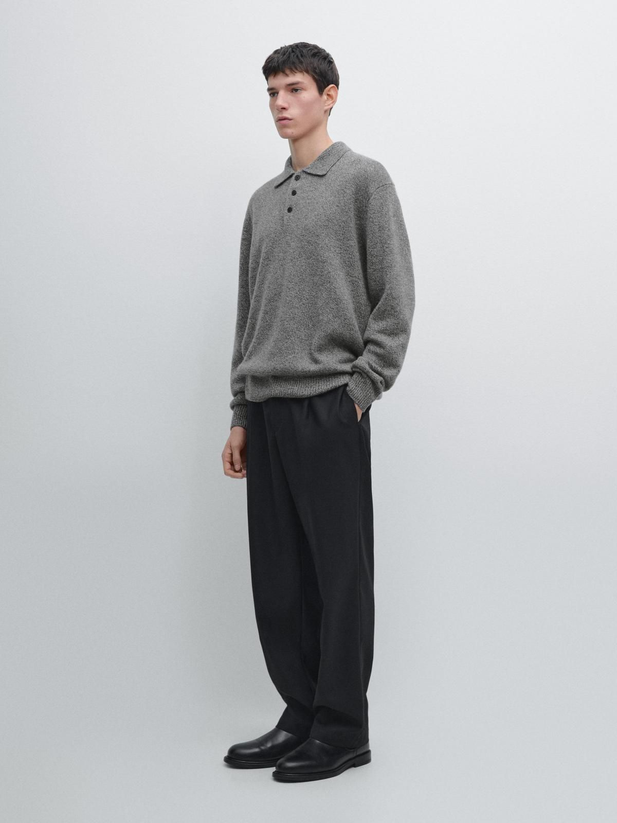마시모두띠 플렉스 울블렌드 긴팔 폴로 니트 스웨터 1127/238 ANTHRACITE GREY - 상세 이미지 2