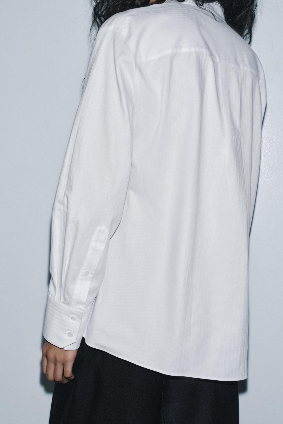 자라 코튼 포플린 빕 디테일 셔츠 9845/698 WHITE - 상세 이미지 4