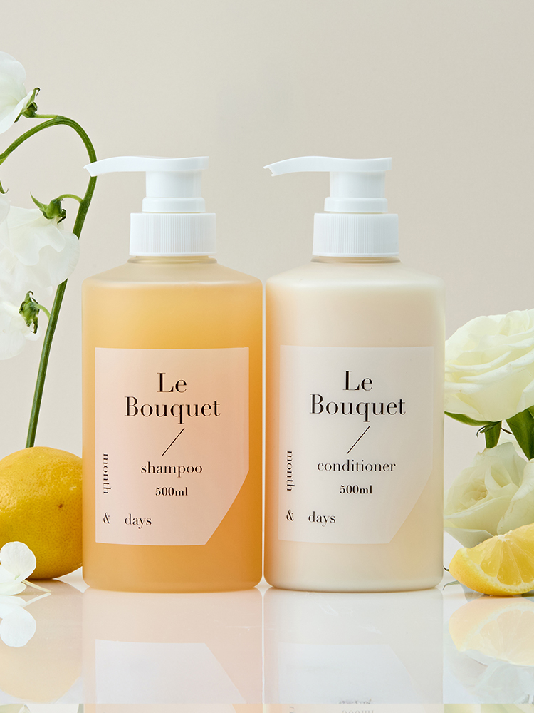 [헤어 SET] 먼스앤데이즈 퍼퓸케어 샴푸 500ml+컨디셔너 500ml 2종, 르 부케(플로럴향) - 상품 이미지