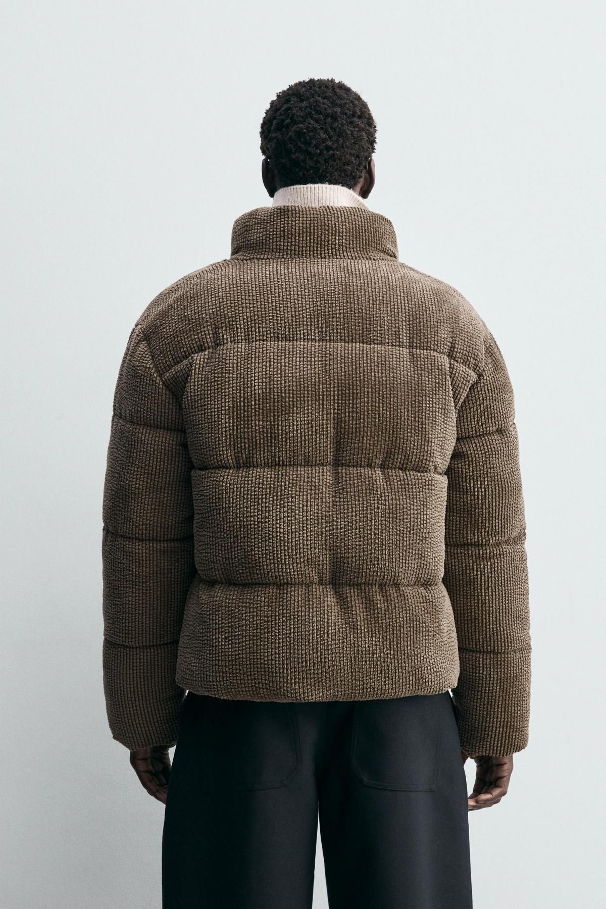 자라 테크니컬 코듀로이 패딩 집업 재킷 3833/305 BROWN / TAUPE - 상세 이미지 4