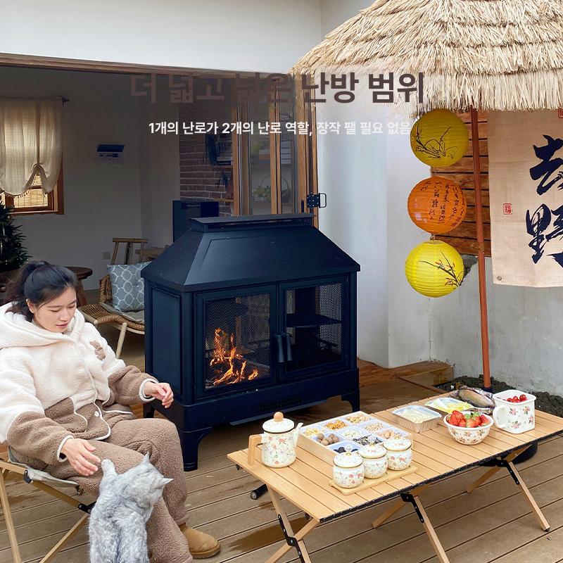 대형 캠핑화목난로 펜션 불멍 숯불 야외 화덕 화롯대 기본 - 상세 이미지 3