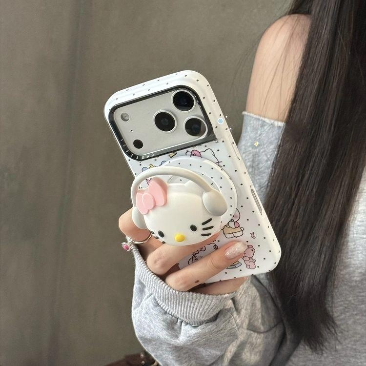 헬로키티 3D 맥세이프 아이폰17 16 Pro 귀여운 스탠드 헤드폰 케이스 - 상세 이미지 2