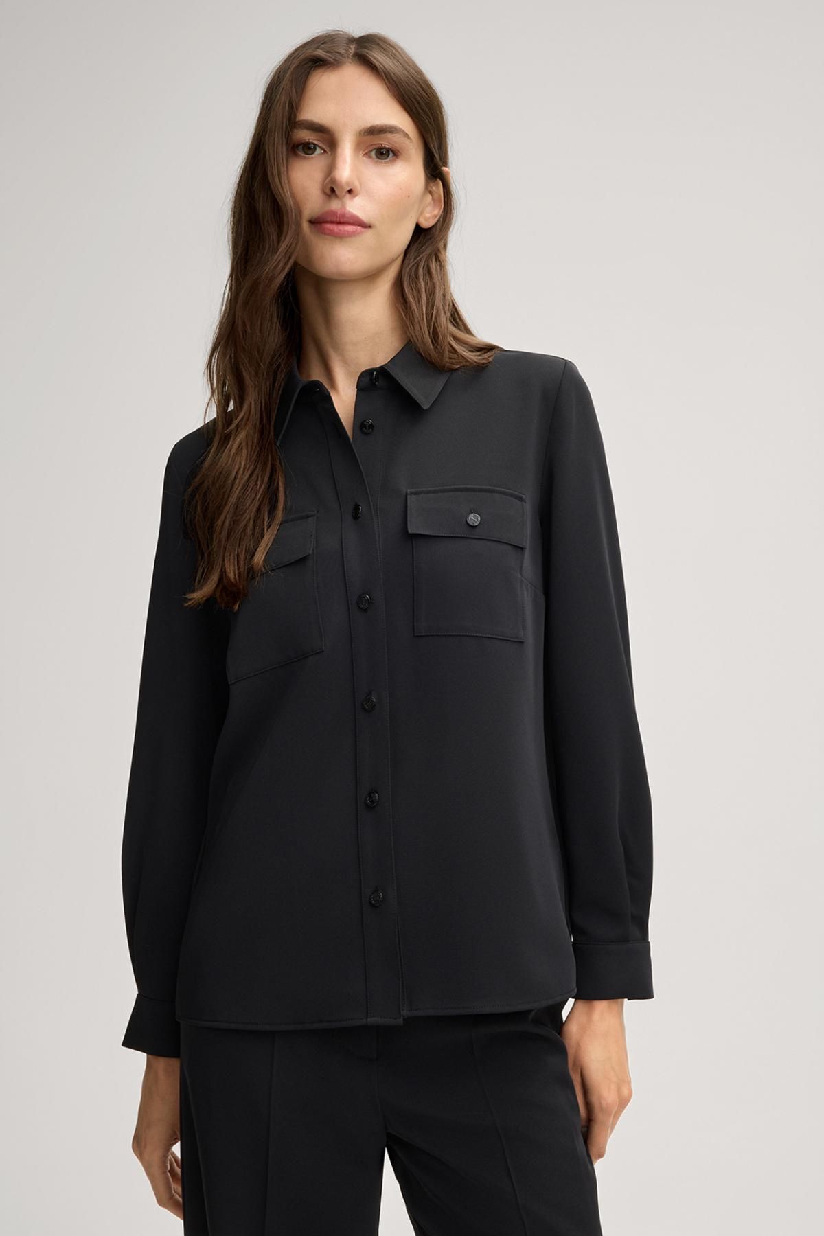 윱 블랙 레귤러핏 셔츠 칼라 블라우스 30048640-10017932-001 ONE COLOR - 상세 이미지 2