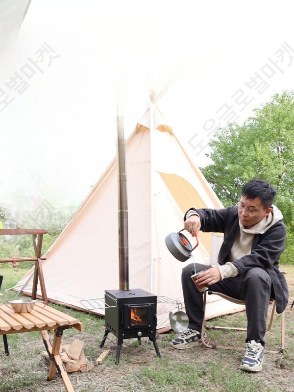 캠핑화목난로 펠렛 곤로 주물 미니 야외 화목난로 화로대 - 상세 이미지 2
