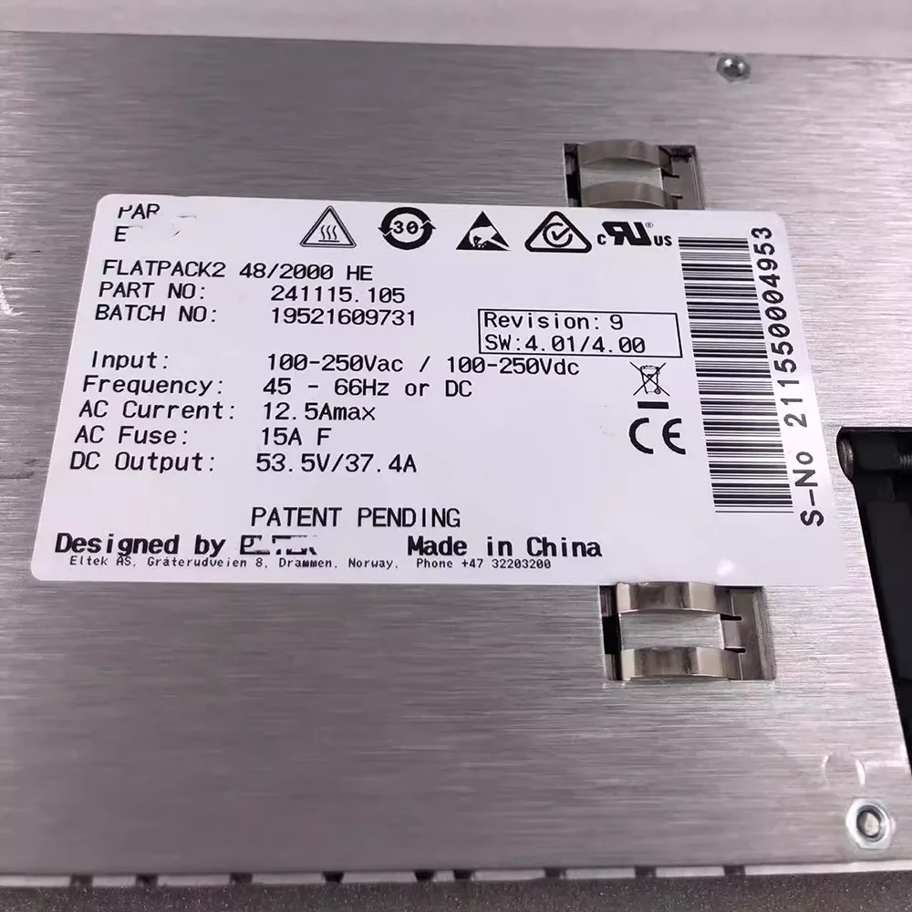 1개 241115 .105 Eltek flatpack2 48/2000 he 53.5v37.4a 정류기 모듈