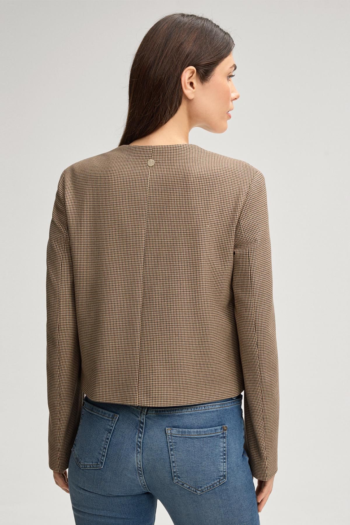 윱 체크 라운드넥 재킷 베이지 브라운 30048276-10020169-981 ONE COLOR - 상세 이미지 4