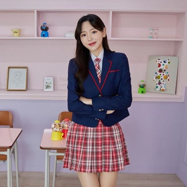 여자 학생복 레드라인 네이비 교복 자켓 여자교복 교 - 상품 이미지