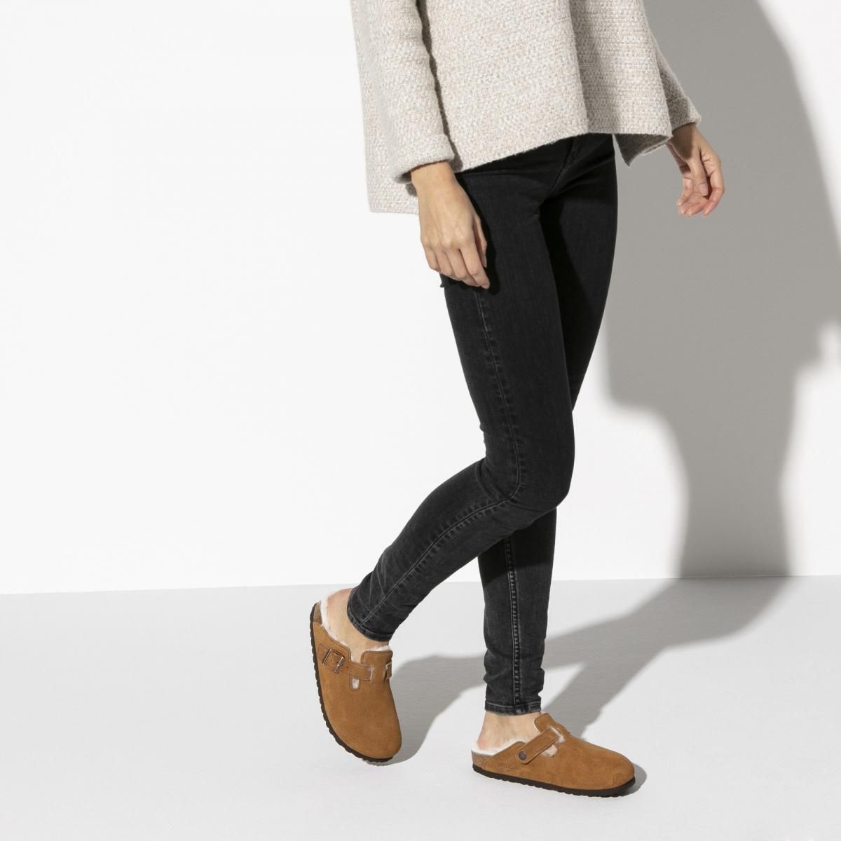 버켄스탁 프리미엄 퍼 벨크로 클로그 슬리퍼 Boston Shearling Suede Leather 1001140/1001141 MINK - 상세 이미지 3