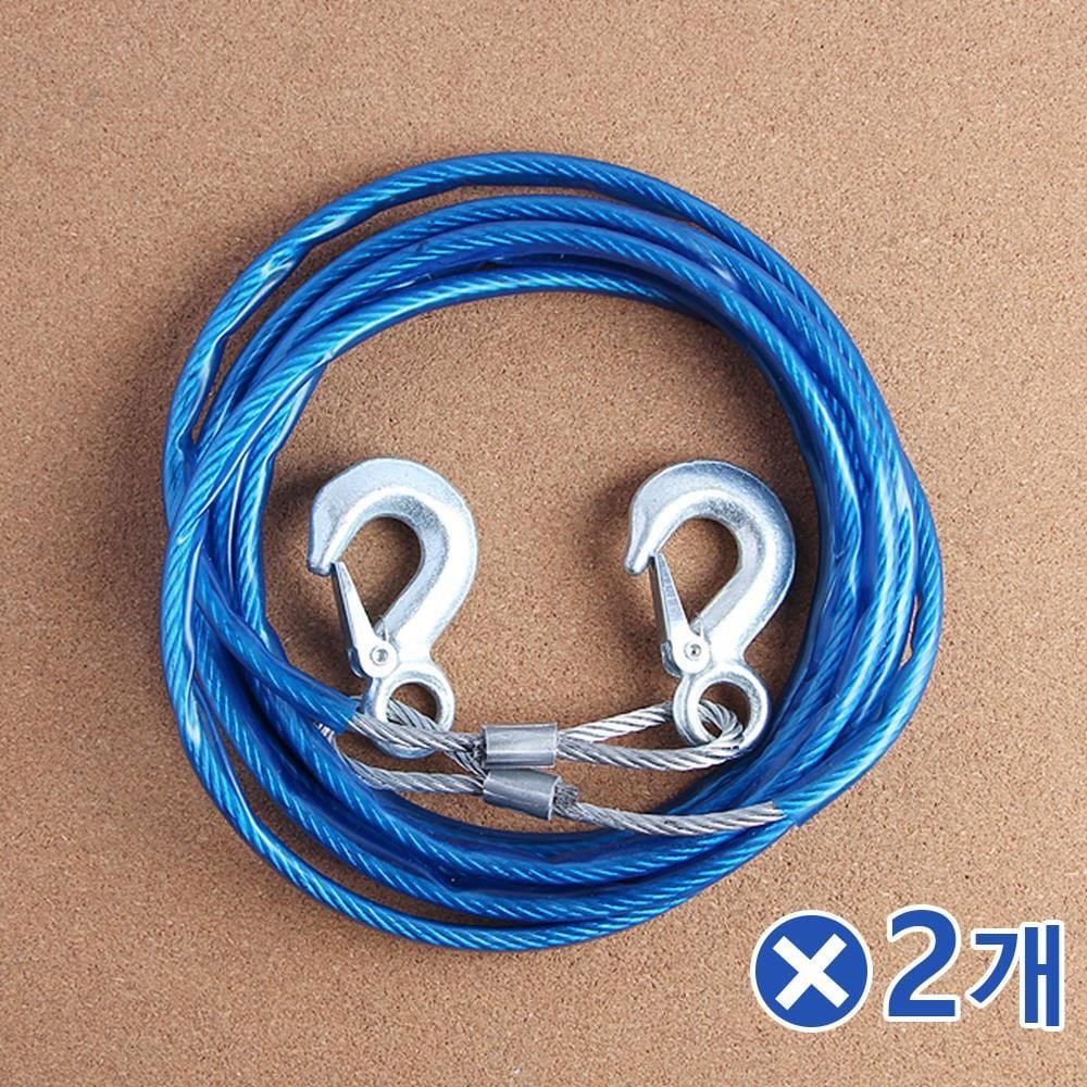 와이어 4m 캠핑줄 색상랜덤x2개 견인줄 다용도 자동 - 상품 이미지