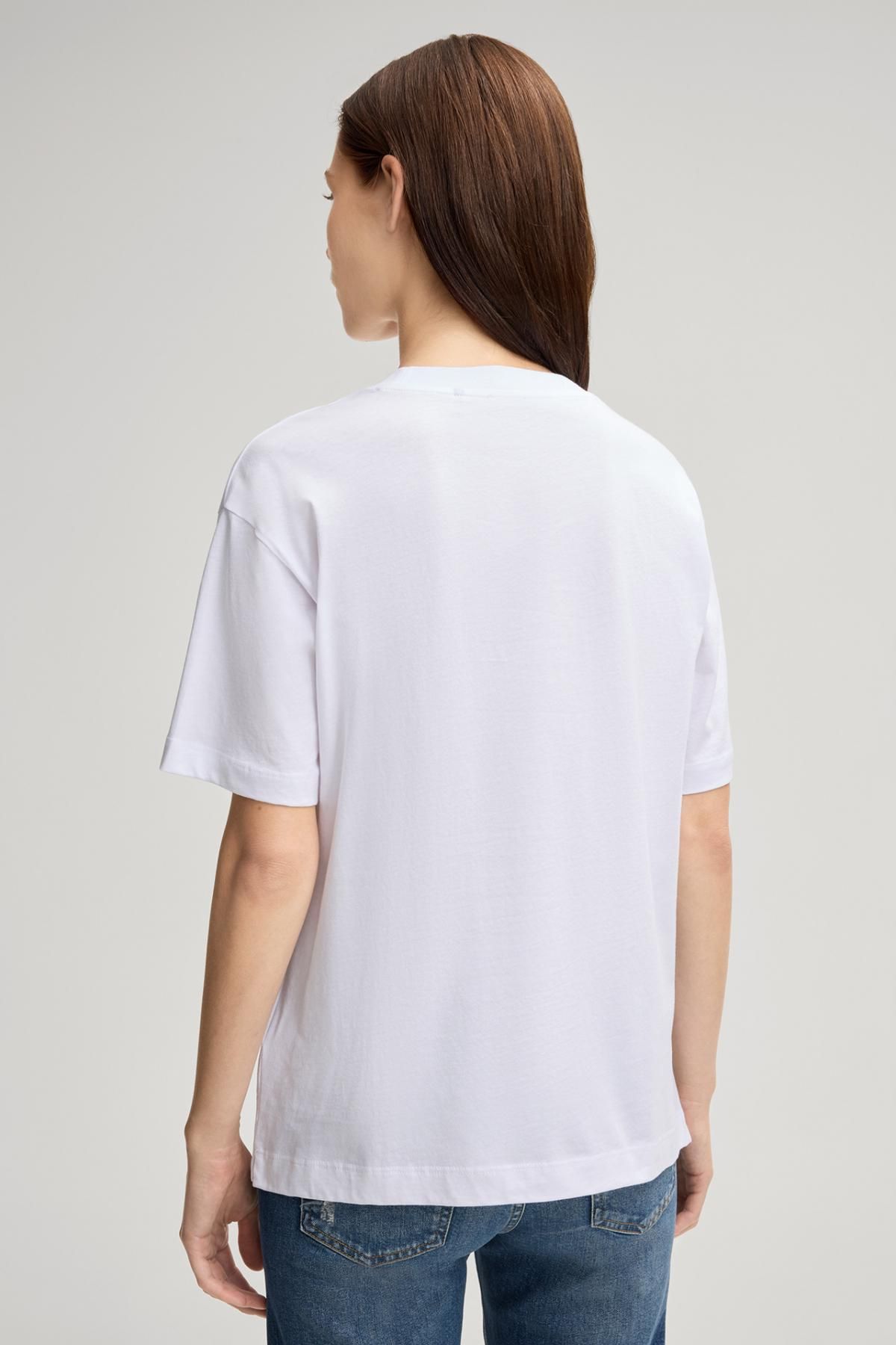 윱 럭셔리 자수 로고 라운드넥 반팔 티셔츠 화이트 30047768-10012195-124 WEISS - 상세 이미지 4