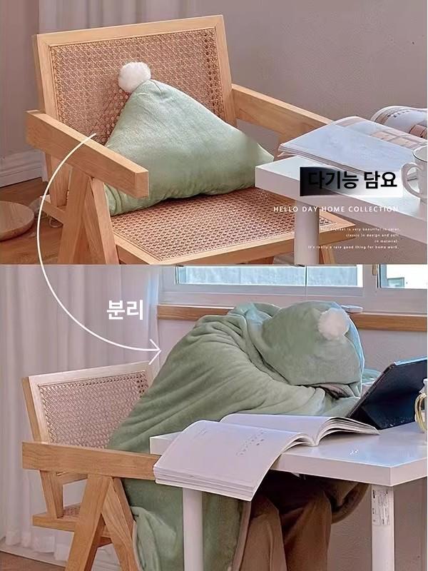 사무실 입는담요 망토 후드담요 학교 따뜻한 똑딱이 무릎담요 말차그린 모델 130-170cm - 상세 이미지 4