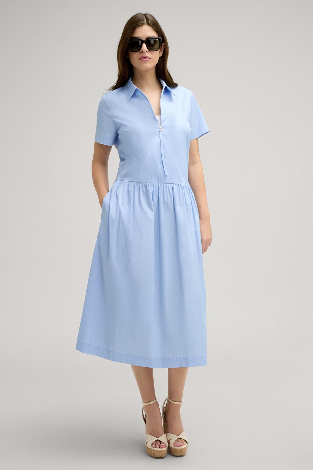 윱 스카이블루 미디 셔츠 원피스 스트레치 코튼 믹스 30046639-10018868-451 HELLBLAU - 상세 이미지 3