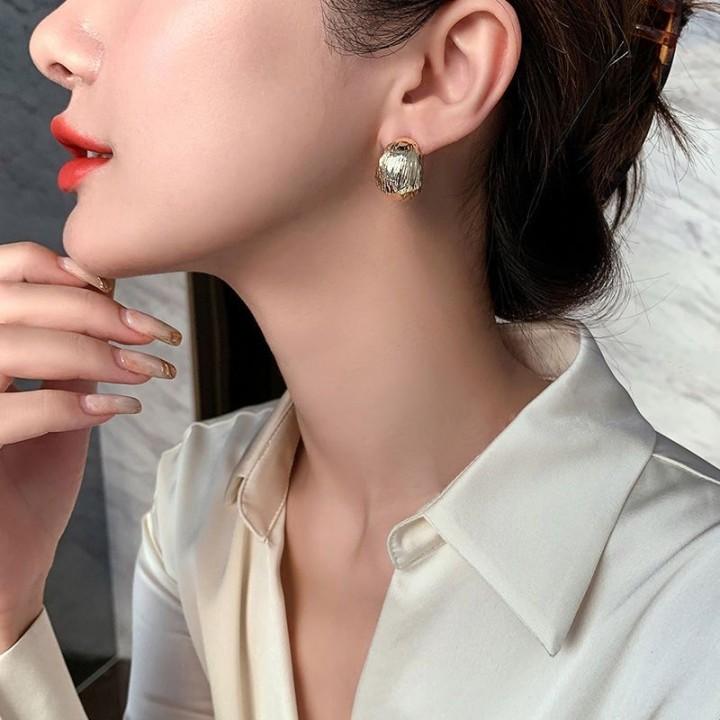 하트 원터치 금 여성용 데일리 패션 이어링 고급스러운 감성 4 실버 니들 골드 - 상세 이미지 2