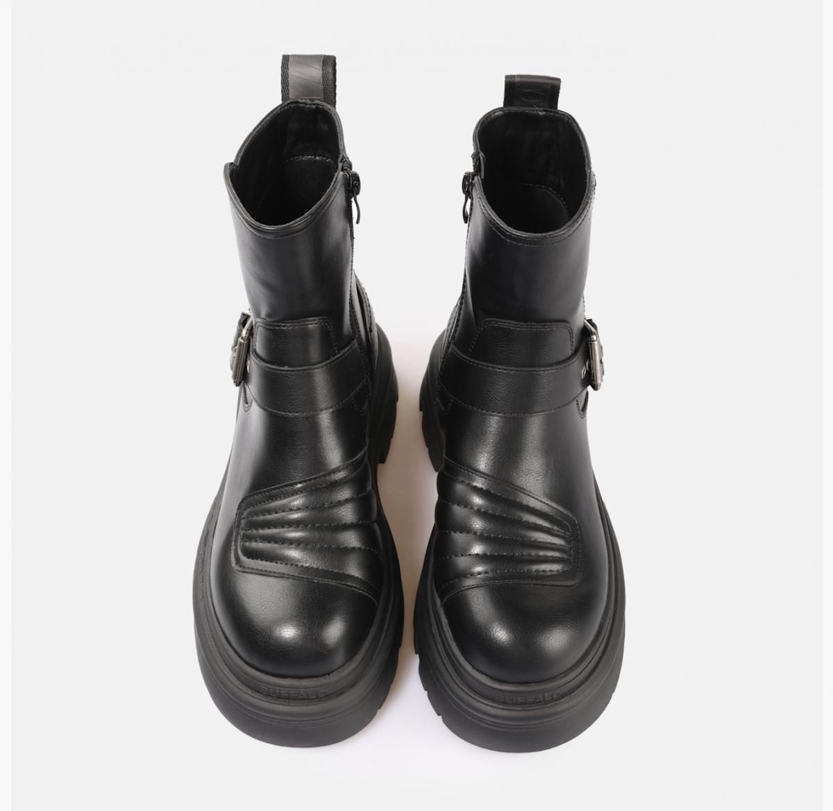 버팔로 비건 레더 청키 버클 미들 바이커부츠 블랙 02475190 SCHWARZ - 상세 이미지 2