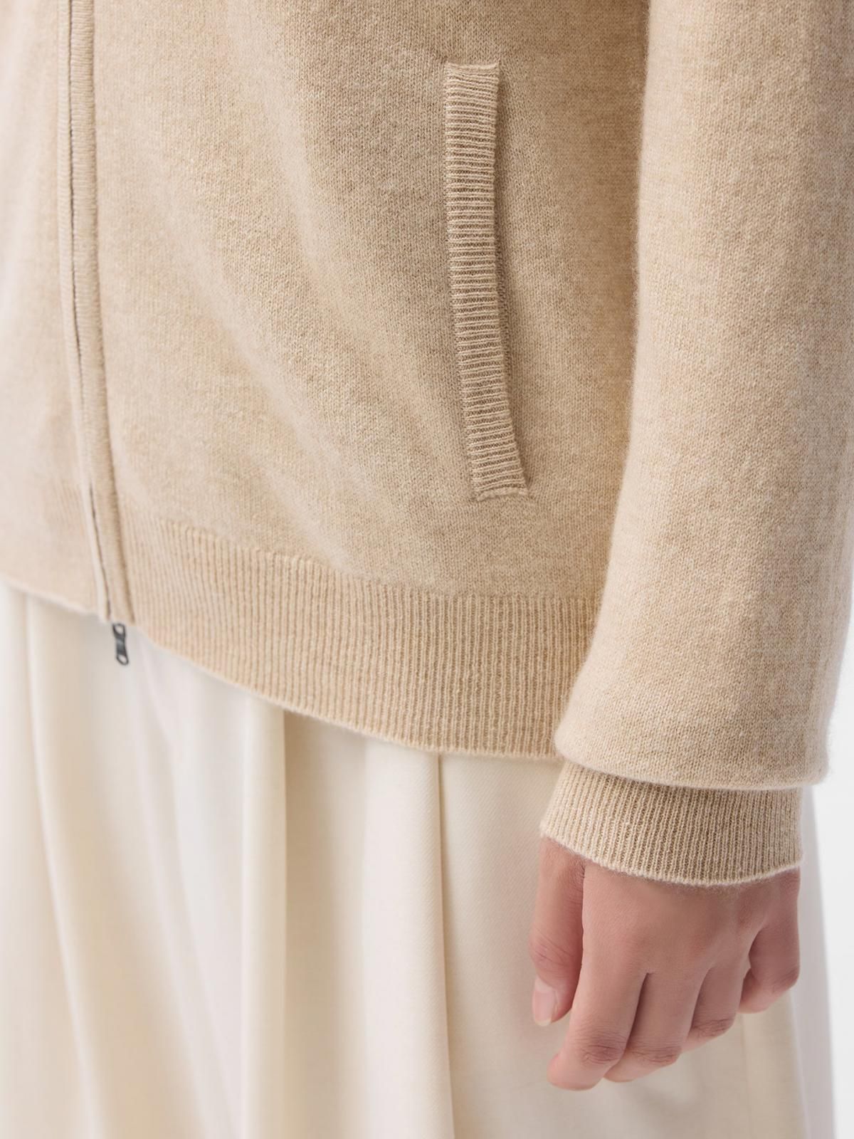 고비캐시미어 캐시미어 테크니컬 집업 가디건 KW020992-0002S0000-004D BEIGE - 상세 이미지 4