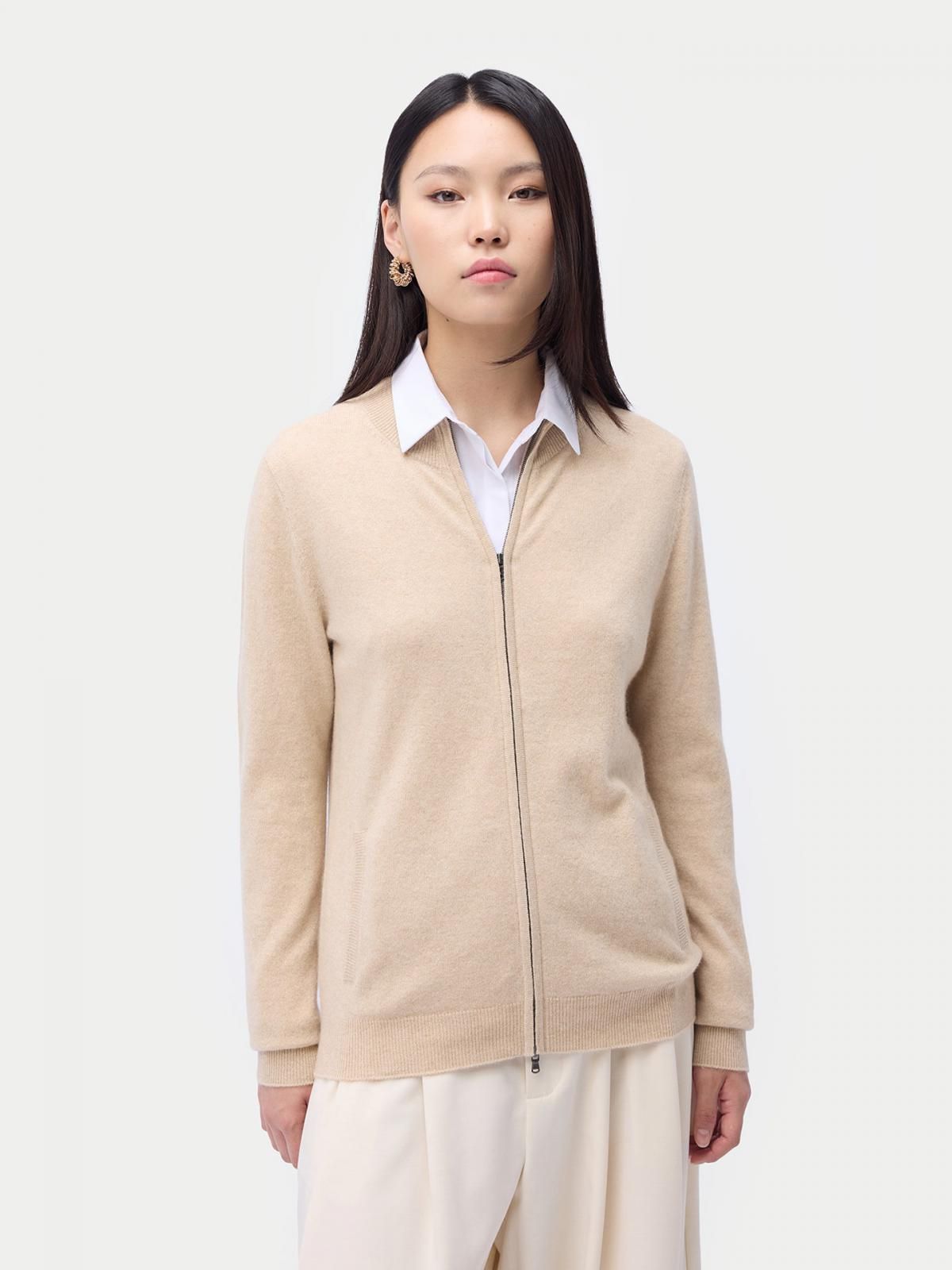 고비캐시미어 캐시미어 테크니컬 집업 가디건 KW020992-0002S0000-004D BEIGE - 상품 이미지