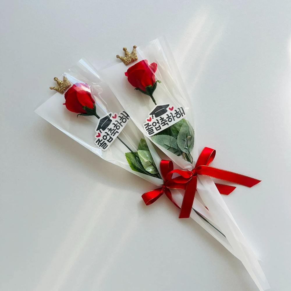 꽃한송이 비누꽃다발 졸업식 토퍼 장미 어린이집 학교 단체 행사 핑크 졸업축하해 - 상세 이미지 4