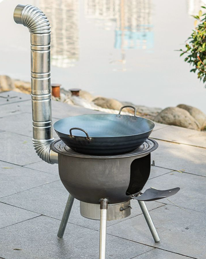 새로운 원형 캠핑화목난로 야외 장작 화로대 불멍 주물 대형 초두꺼운 43cm - 상품 이미지