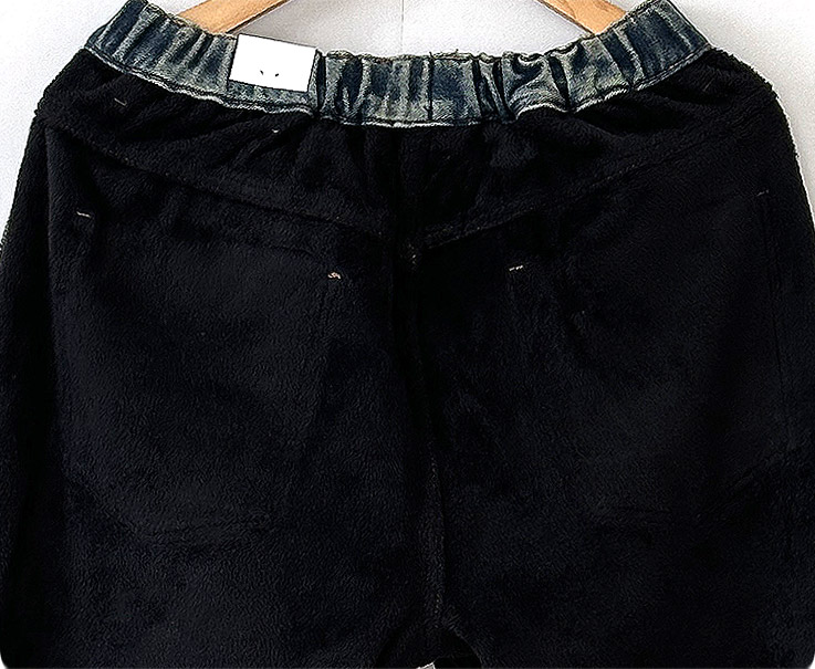 남자 기모 청바지 융털 와이드 스판 데님팬츠 융기모 뒷밴딩 겨울 통청바지 - 상세 이미지 5
