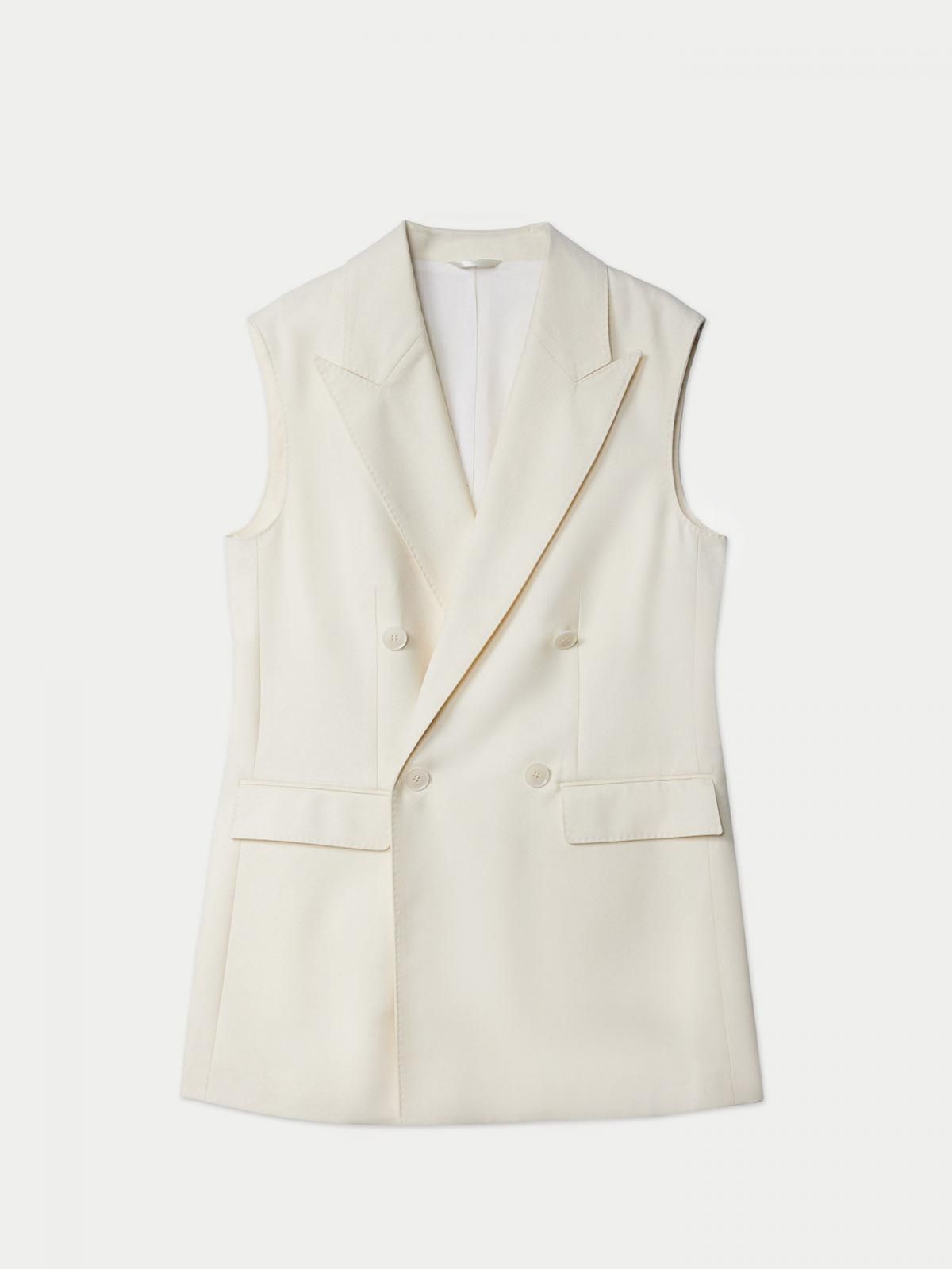 고비캐시미어 프리미엄 캐시미어 테일러드 더블 베스트 SW090094-0H-1S0000-003E OFF WHITE - 상품 이미지