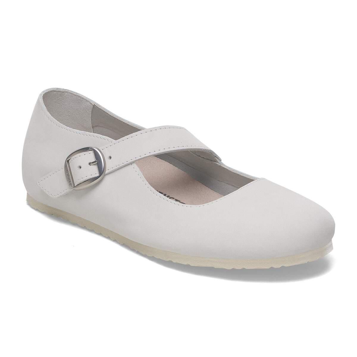 버켄스탁 누벅레더 메리제인 스트랩 버클 화이트 발레리나 플랫 1029772 ANTIQUE WHITE - 상세 이미지 2