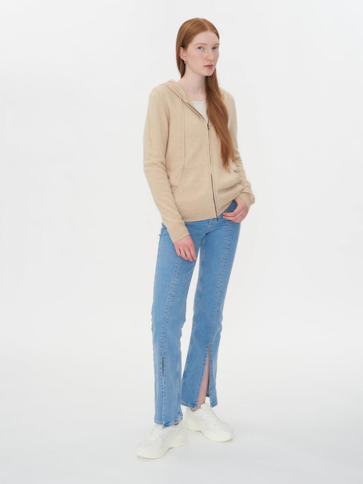 고비캐시미어 프리미엄 내추럴 캐시미어 집업 후드티 KW120379-0002S0000-002E BEIGE - 상세 이미지 3